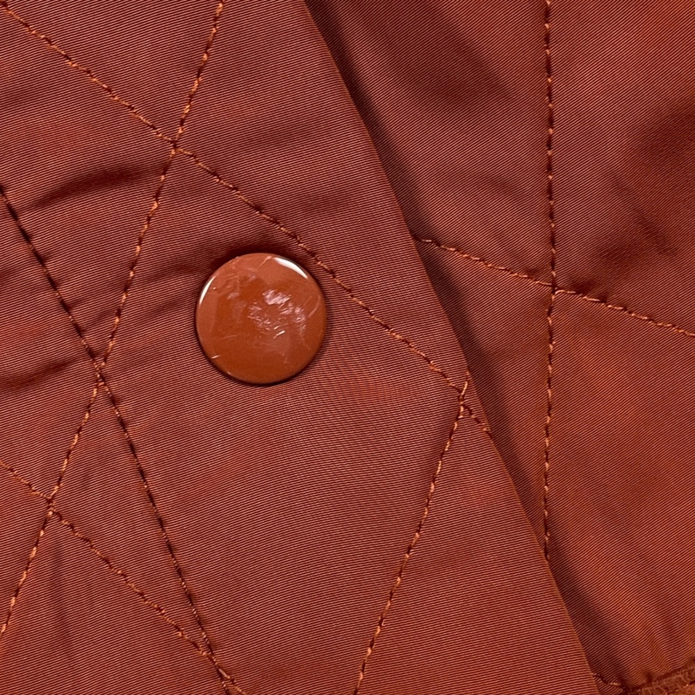 Talbots Womens Quilted Vest Burnt Orange Snap Front Equestrian Rust Large L - Picture 3 of 8
